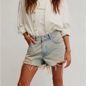 Free People Distressed Denim Shorts Women’s Size 24 NWT High Rise Cutoff